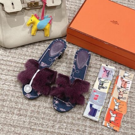 Hermès Oran Fur Sandals